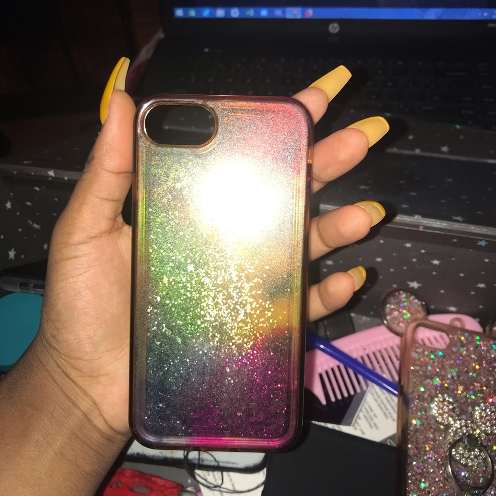 Rainbow liquid glitter case